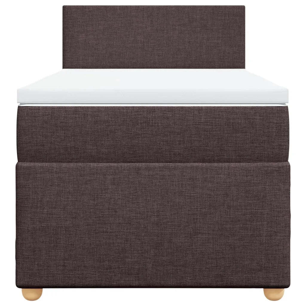 Letto singolo | Letto per adulti | Giroletto a Molle con Materasso Marrone Scuro 80x200 cm Tessuto - Image 6