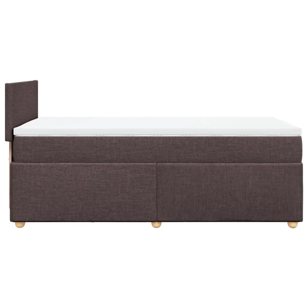 Letto singolo | Letto per adulti | Giroletto a Molle con Materasso Marrone Scuro 80x200 cm Tessuto - Image 7