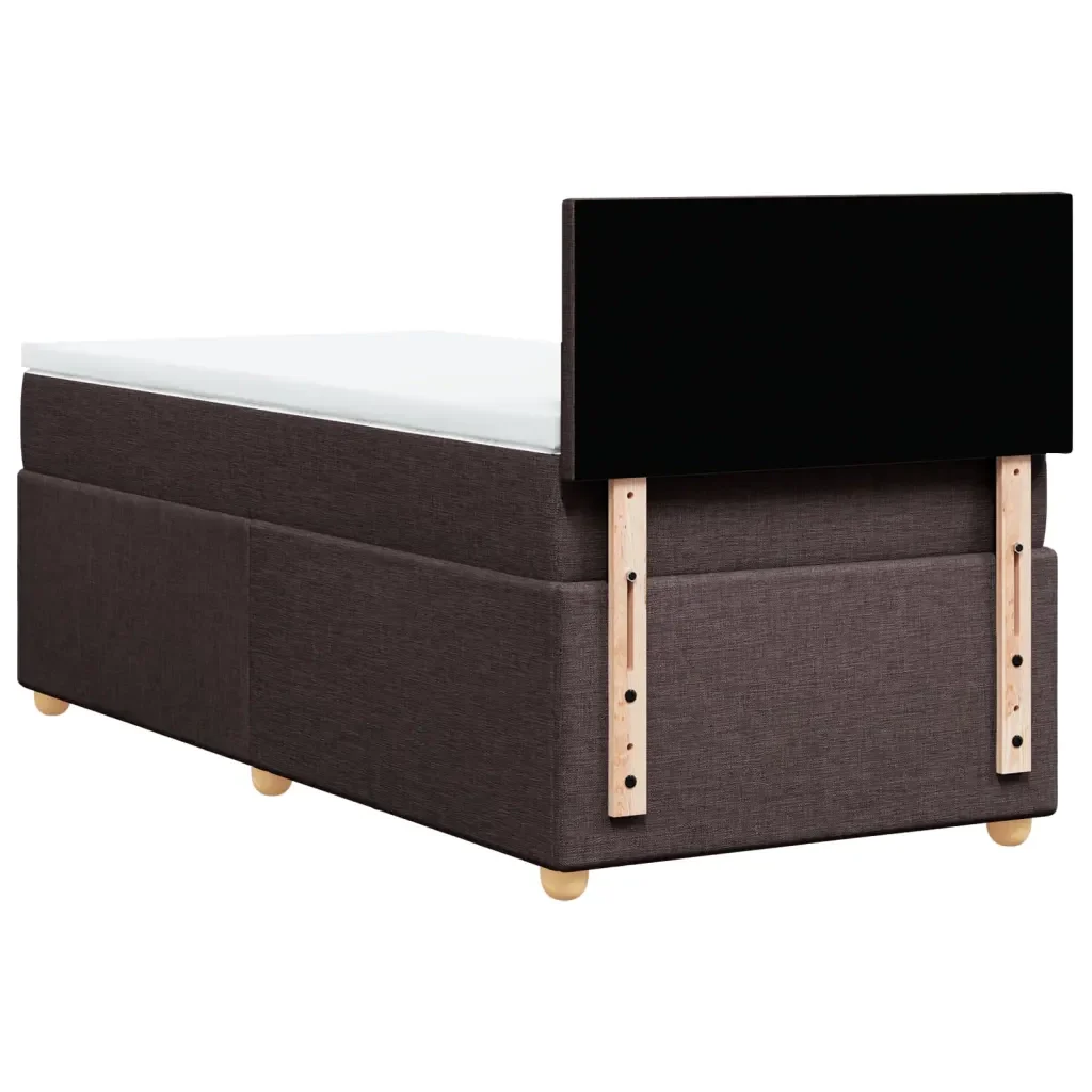 Letto singolo | Letto per adulti | Giroletto a Molle con Materasso Marrone Scuro 80x200 cm Tessuto - Image 8