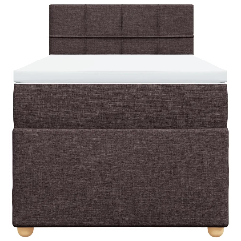 Letto singolo | Letto per adulti | Giroletto a Molle con Materasso Marrone Scuro 80x200 cm Tessuto - Image 6