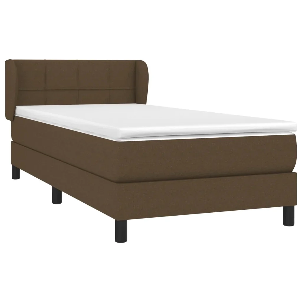 Letto singolo | Letto per adulti | Giroletto a Molle con Materasso Marrone Scuro 90x200 cm Tessuto - Image 4