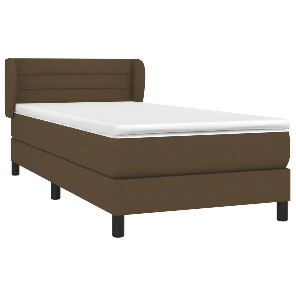 Letto singolo | Letto per adulti | Giroletto a Molle con Materasso Marrone Scuro 90x200 cm Tessuto - Image 4