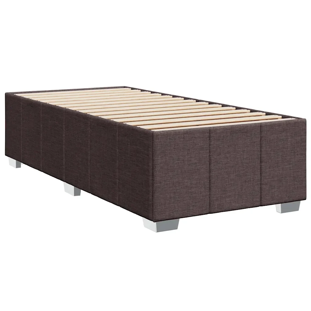 Letto singolo | Letto per adulti | Giroletto a Molle con Materasso Marrone Scuro 90x200 cm Tessuto - Image 8