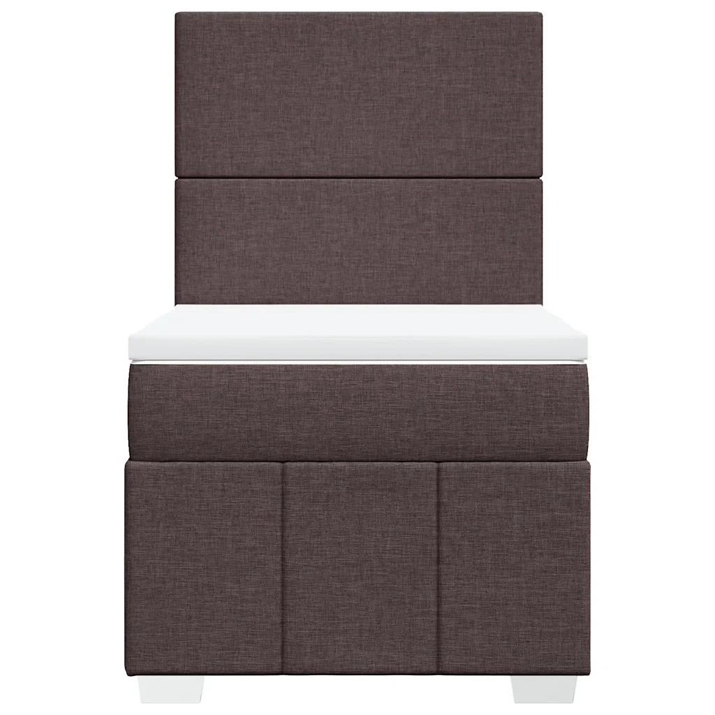 Letto singolo | Letto per adulti | Giroletto a Molle con Materasso Marrone Scuro 90x200 cm Tessuto - Image 6