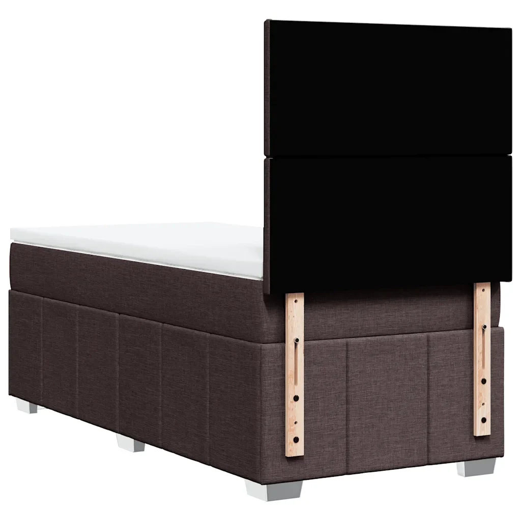 Letto singolo | Letto per adulti | Giroletto a Molle con Materasso Marrone Scuro 90x200 cm Tessuto - Image 8