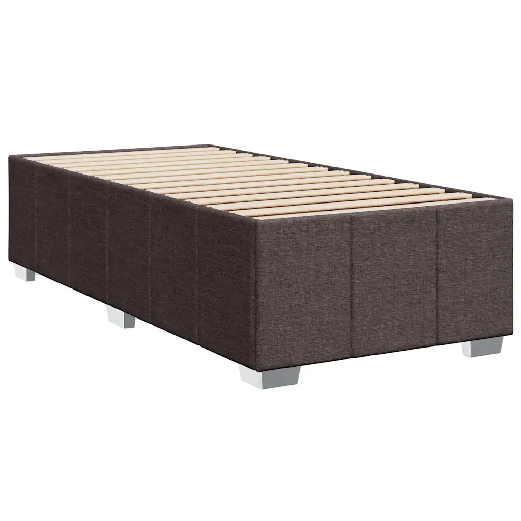 Letto singolo | Letto per adulti | Giroletto a Molle con Materasso Marrone Scuro 90x200 cm Tessuto - Image 10