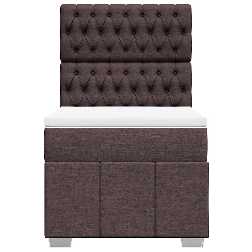 Letto singolo | Letto per adulti | Giroletto a Molle con Materasso Marrone Scuro 90x200 cm Tessuto - Image 6