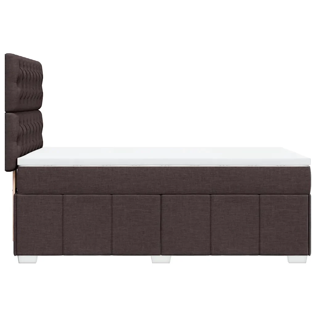 Letto singolo | Letto per adulti | Giroletto a Molle con Materasso Marrone Scuro 90x200 cm Tessuto - Image 7