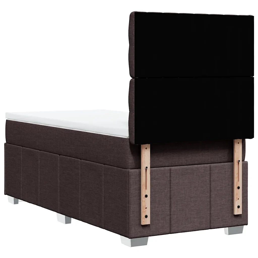 Letto singolo | Letto per adulti | Giroletto a Molle con Materasso Marrone Scuro 90x200 cm Tessuto - Image 8