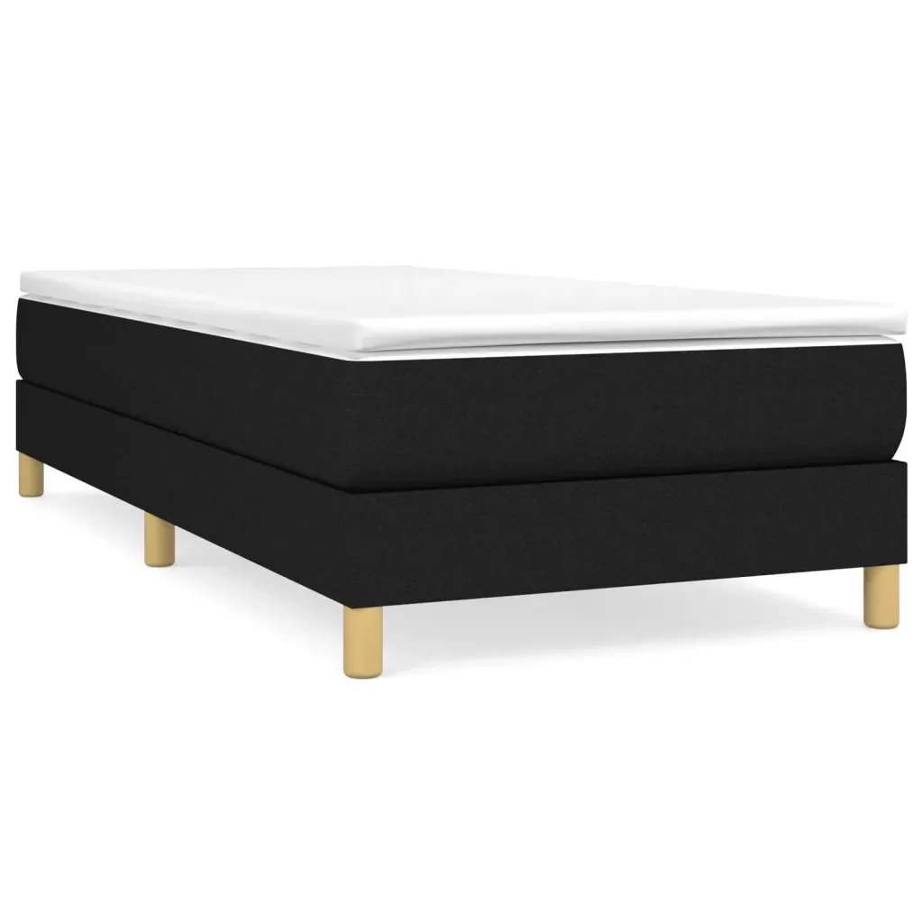 Letto singolo | Letto per adulti | Giroletto a Molle con Materasso Nero 100x200 cm in Tessuto