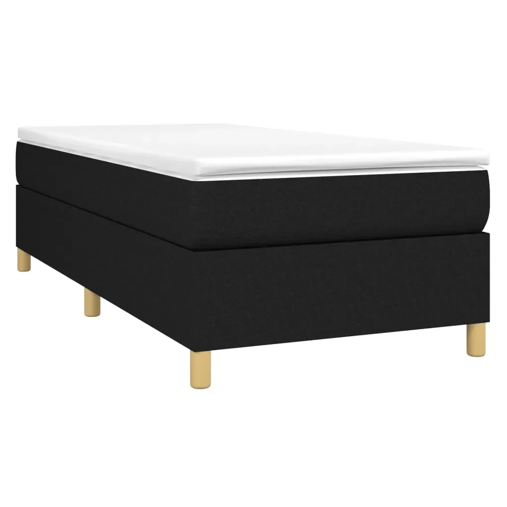 Letto singolo | Letto per adulti | Giroletto a Molle con Materasso Nero 100x200 cm in Tessuto - Image 4