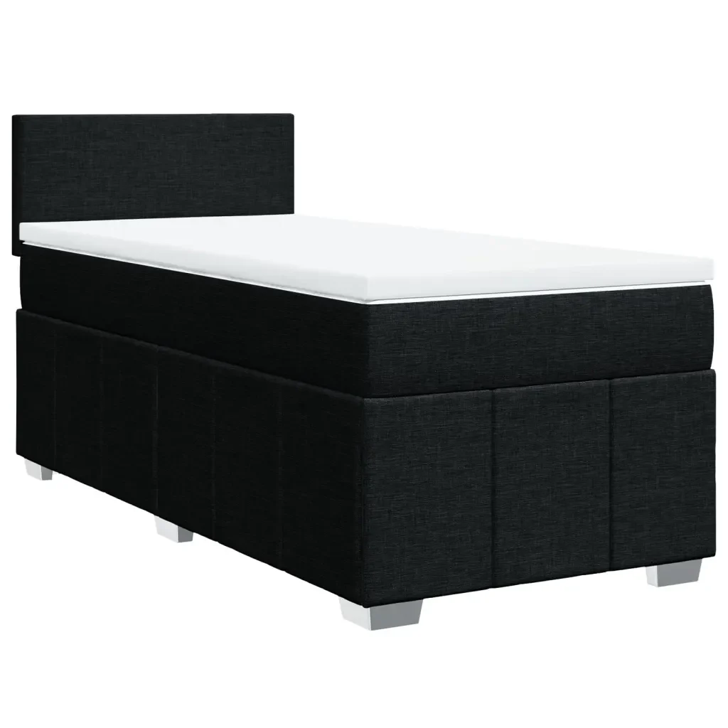 Letto singolo | Letto per adulti | Giroletto a Molle con Materasso Nero 100x200 cm in Tessuto - Image 4