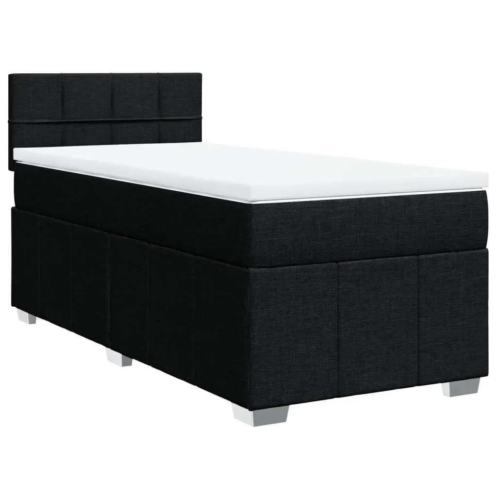 Letto singolo | Letto per adulti | Giroletto a Molle con Materasso Nero 100x200 cm in Tessuto - Image 4