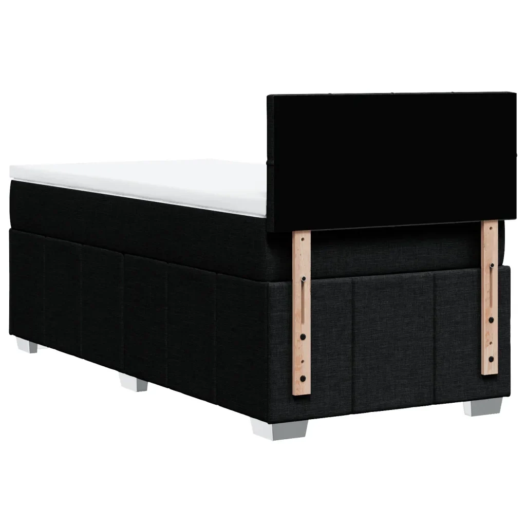Letto singolo | Letto per adulti | Giroletto a Molle con Materasso Nero 100x200 cm in Tessuto - Image 8