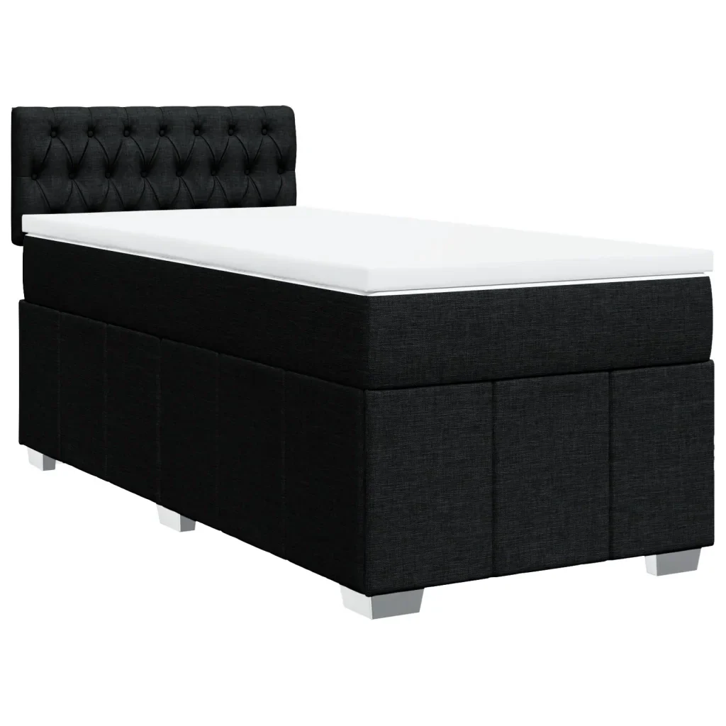 Letto singolo | Letto per adulti | Giroletto a Molle con Materasso Nero 100x200 cm in Tessuto - Image 4