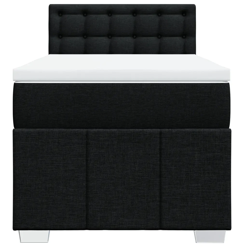Letto singolo | Letto per adulti | Giroletto a Molle con Materasso Nero 100x200 cm in Tessuto - Image 6