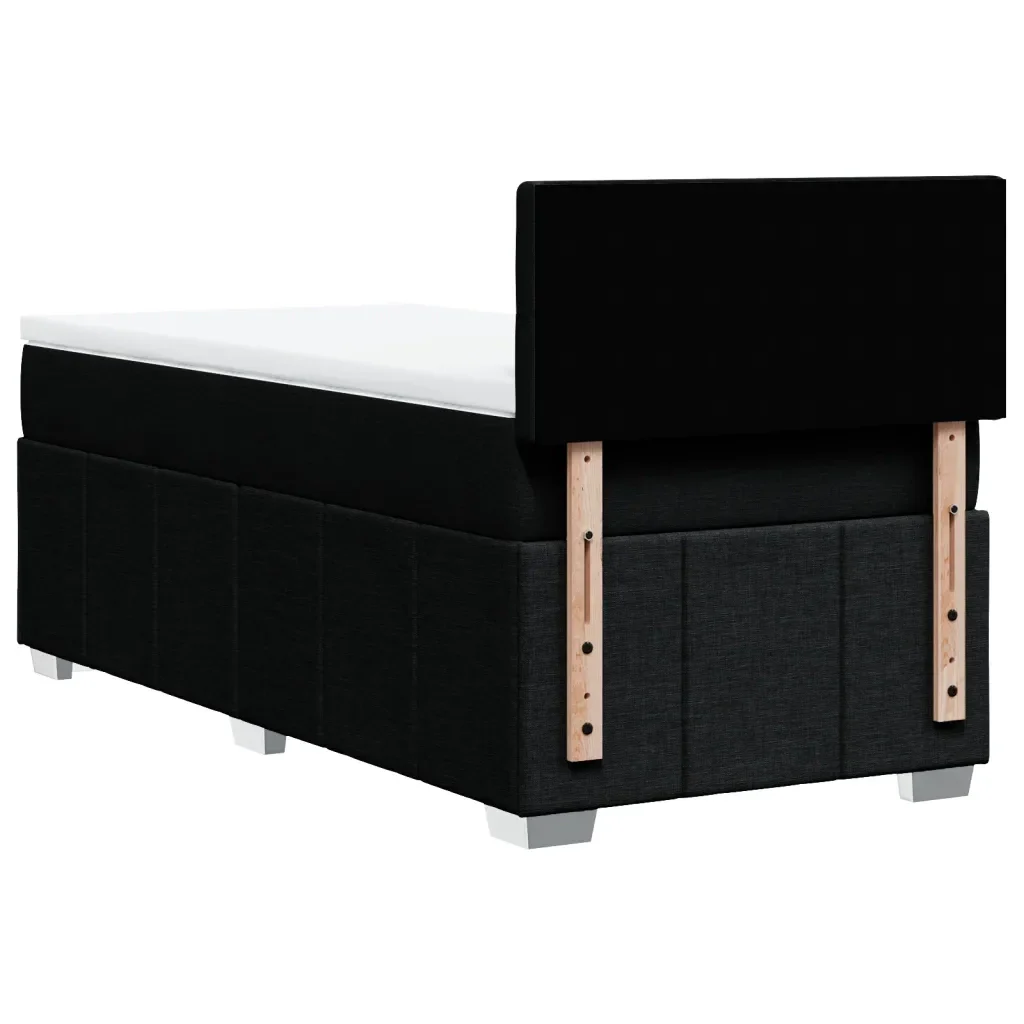 Letto singolo | Letto per adulti | Giroletto a Molle con Materasso Nero 100x200 cm in Tessuto - Image 8