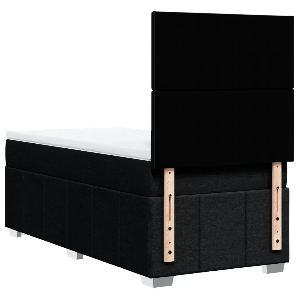 Letto singolo | Letto per adulti | Giroletto a Molle con Materasso Nero 100x200 cm in Tessuto - Image 6