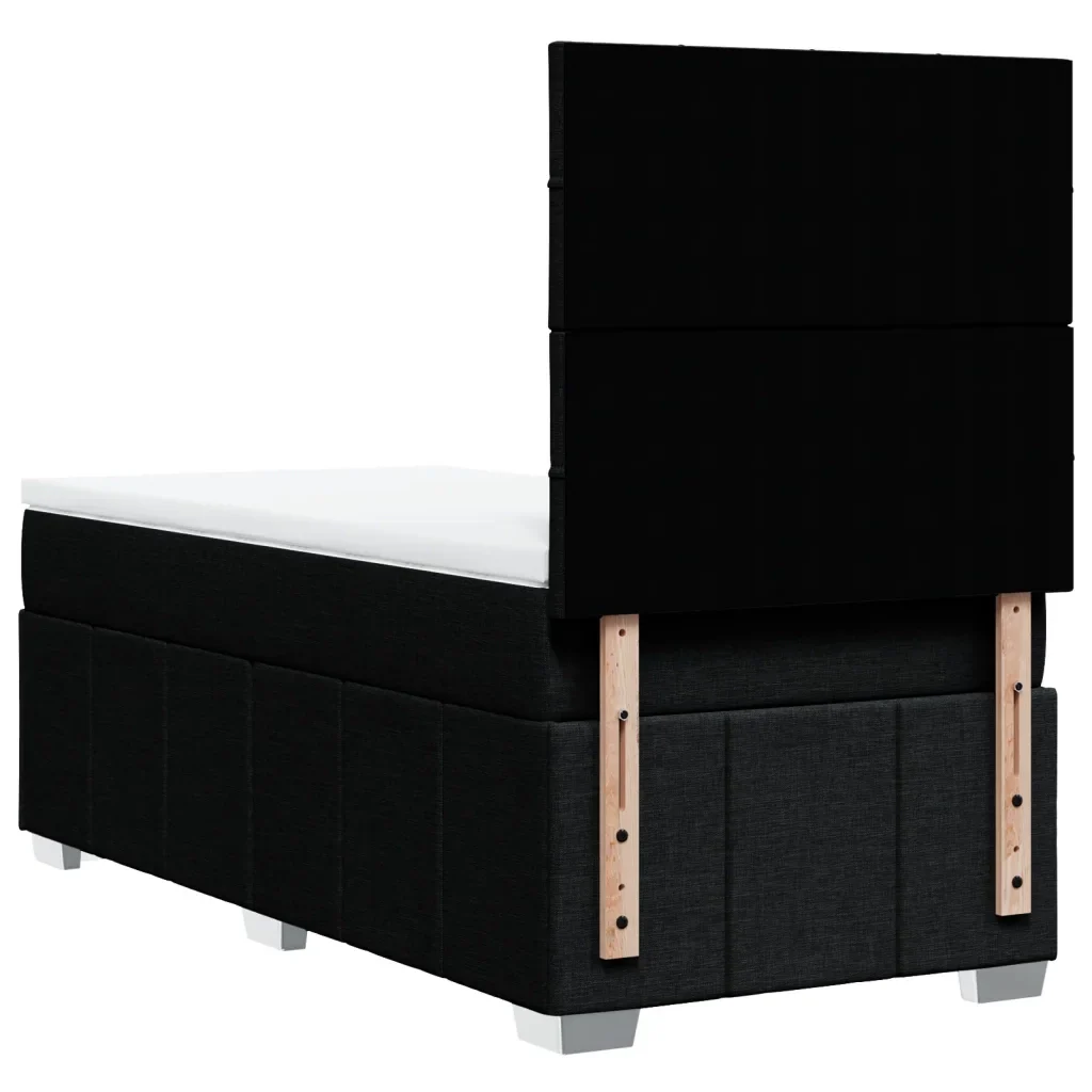 Letto singolo | Letto per adulti | Giroletto a Molle con Materasso Nero 100x200 cm in Tessuto - Image 6