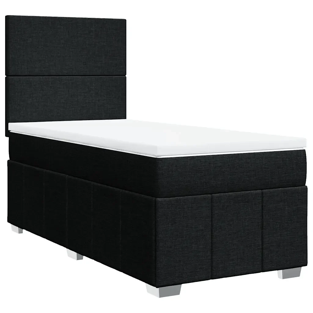 Letto singolo | Letto per adulti | Giroletto a Molle con Materasso Nero 100x200 cm in Tessuto - Image 4