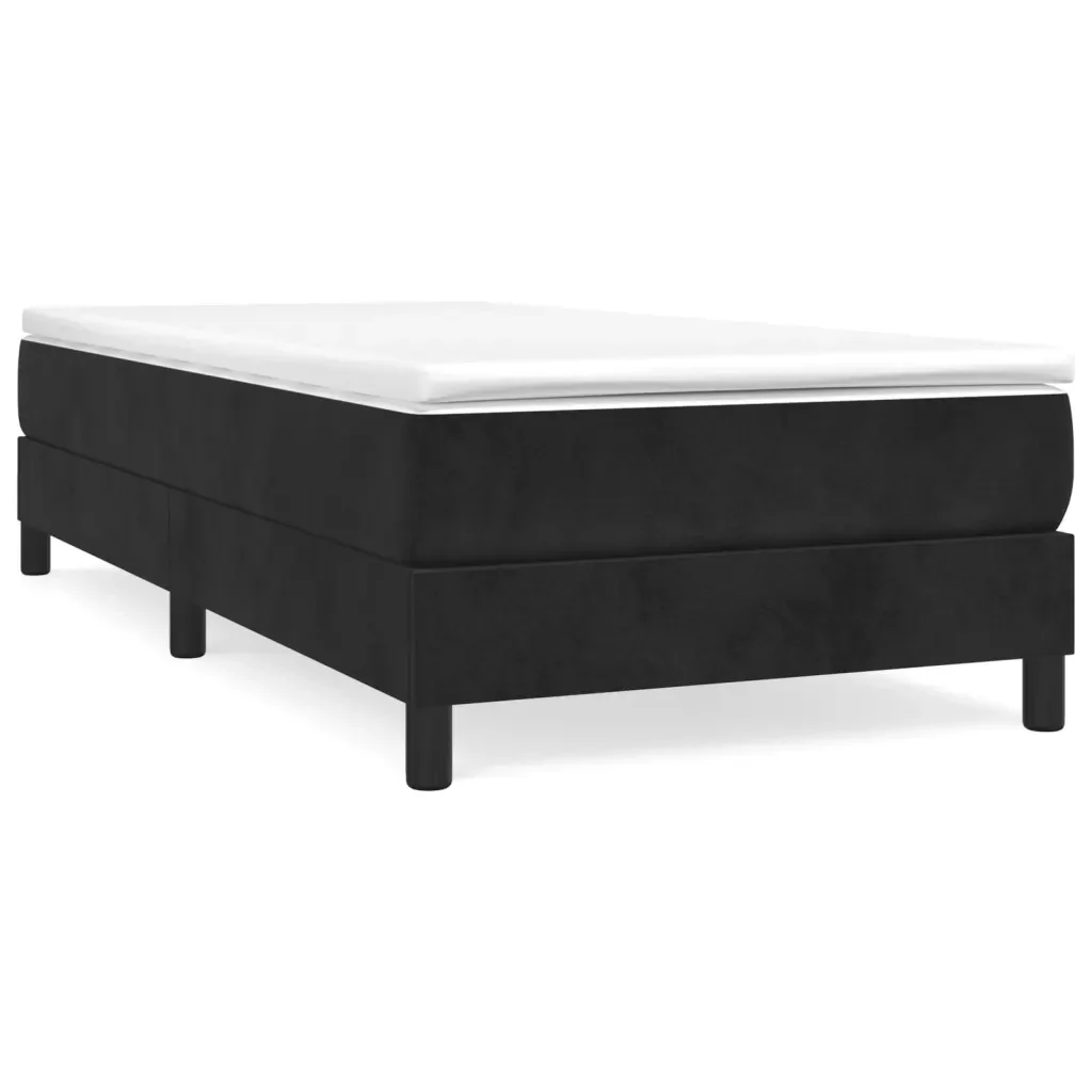Letto singolo | Letto per adulti | Giroletto a Molle con Materasso Nero 100x200 cm in Velluto