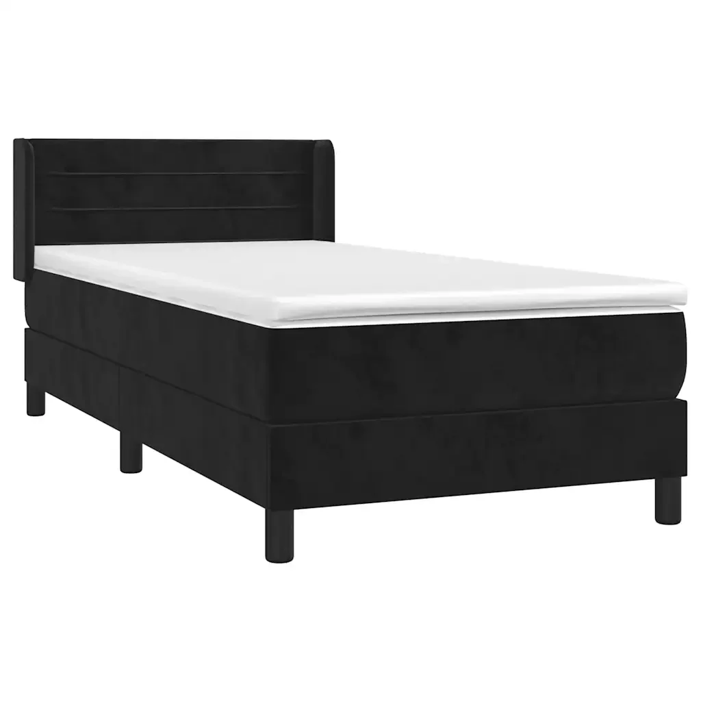 Letto singolo | Letto per adulti | Giroletto a Molle con Materasso Nero 100x200 cm in Velluto - Image 4