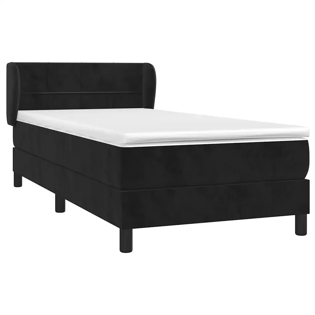 Letto singolo | Letto per adulti | Giroletto a Molle con Materasso Nero 100x200 cm in Velluto - Image 3