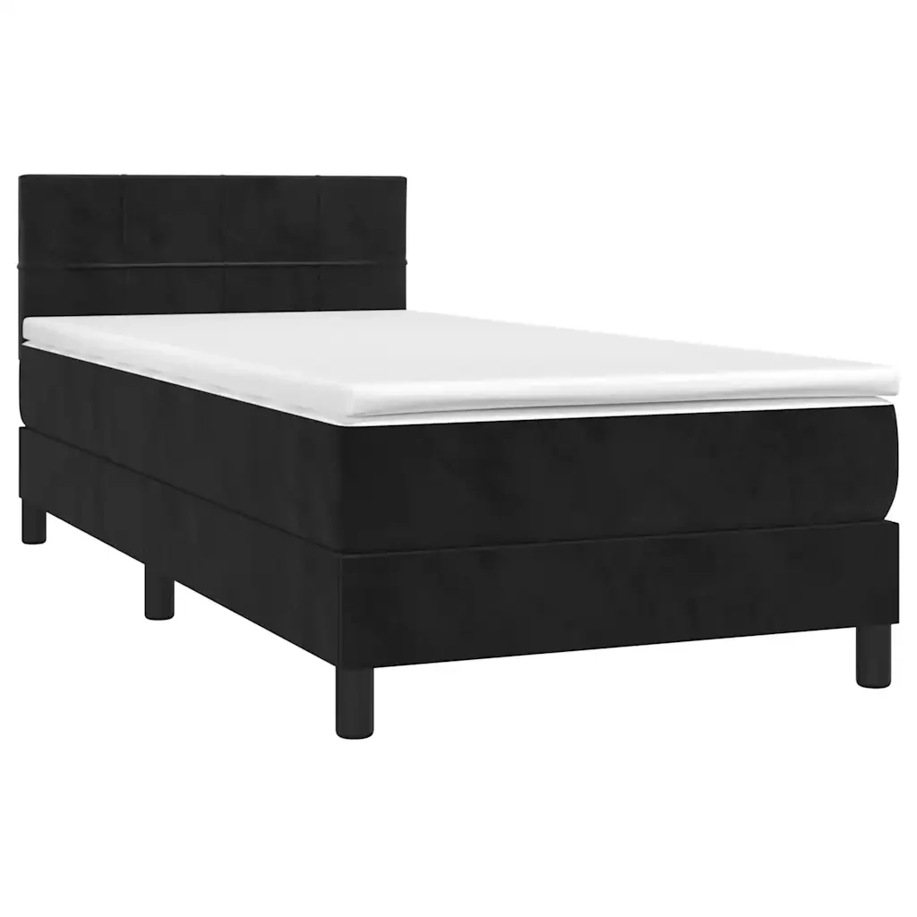 Letto singolo | Letto per adulti | Giroletto a Molle con Materasso Nero 100x200 cm in Velluto - Image 4