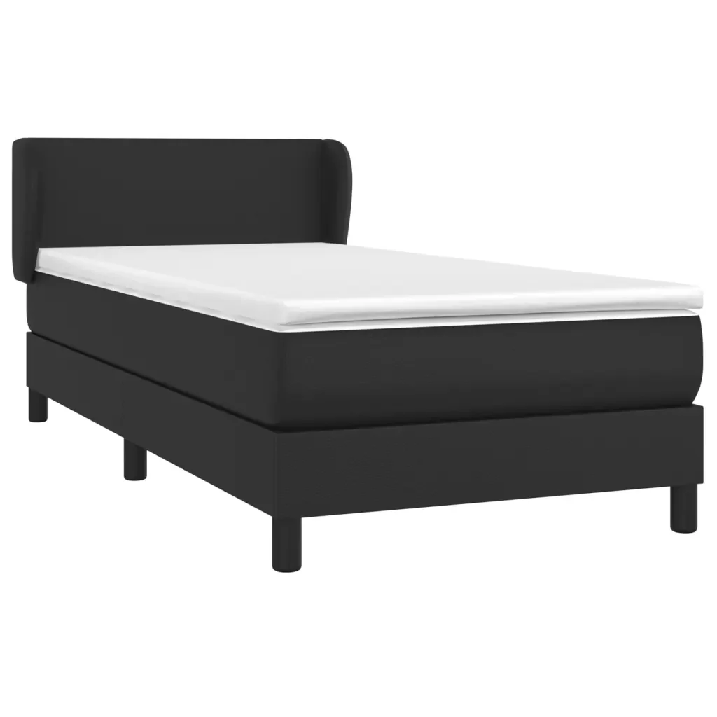 Letto singolo | Letto per adulti | Giroletto a Molle con Materasso Nero 80x200 cm in Similpelle - Image 3
