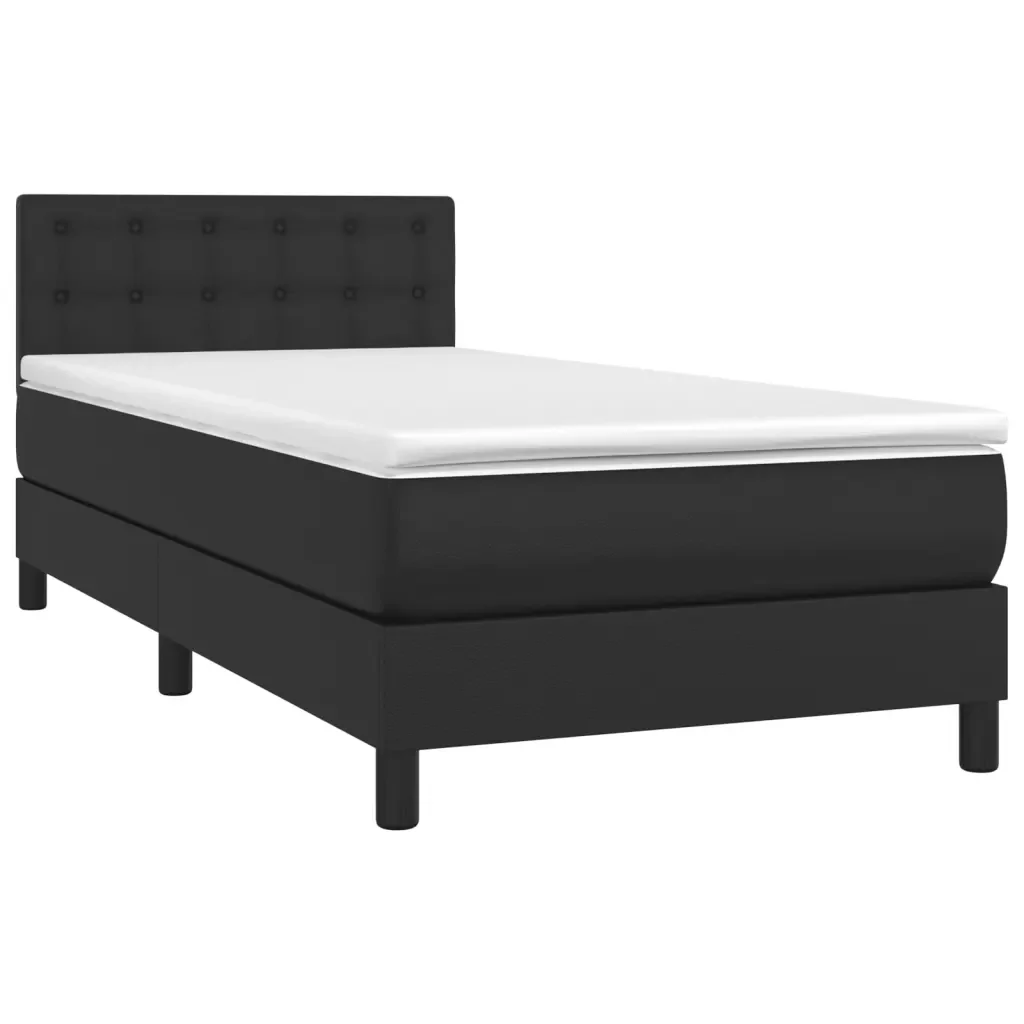 Letto singolo | Letto per adulti | Giroletto a Molle con Materasso Nero 80x200 cm in Similpelle - Image 4