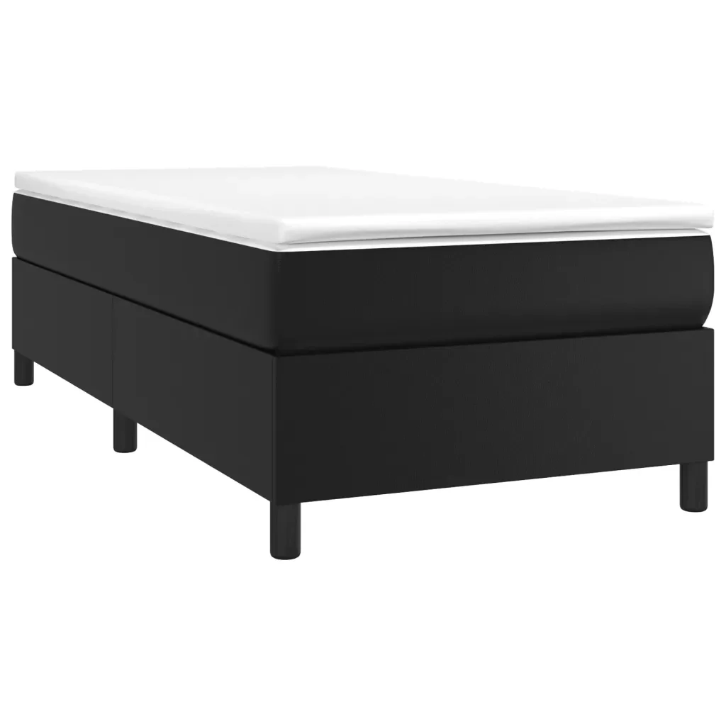 Letto singolo | Letto per adulti | Giroletto a Molle con Materasso Nero 80x200 cm in Similpelle - Image 4