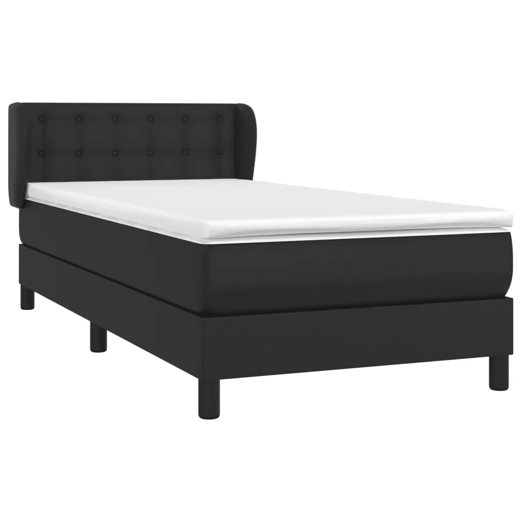 Letto singolo | Letto per adulti | Giroletto a Molle con Materasso Nero 80x200 cm in Similpelle - Image 4
