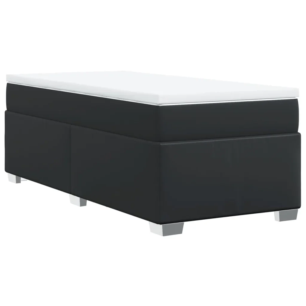 Letto singolo | Letto per adulti | Giroletto a Molle con Materasso Nero 80x200 cm in Similpelle - Image 9
