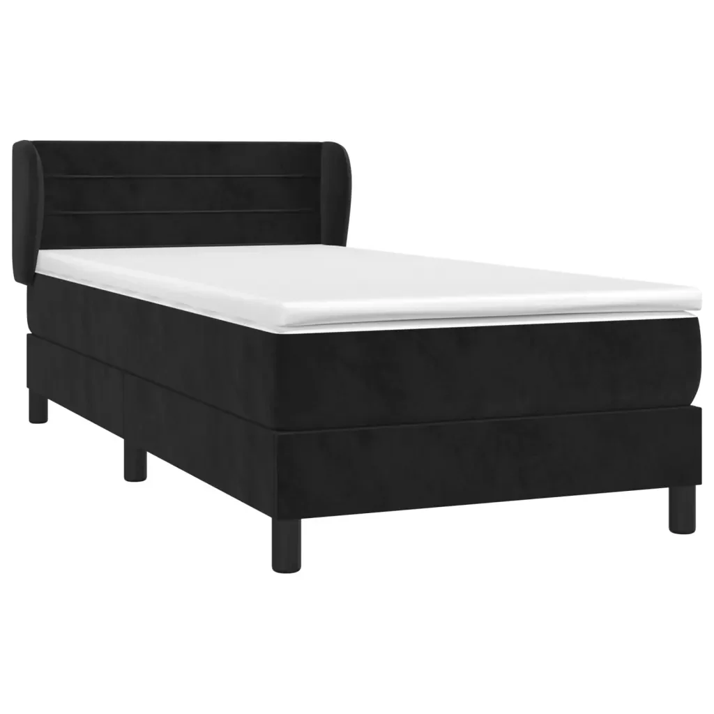 Letto singolo | Letto per adulti | Giroletto a Molle con Materasso Nero 80x200 cm in Velluto - Image 4