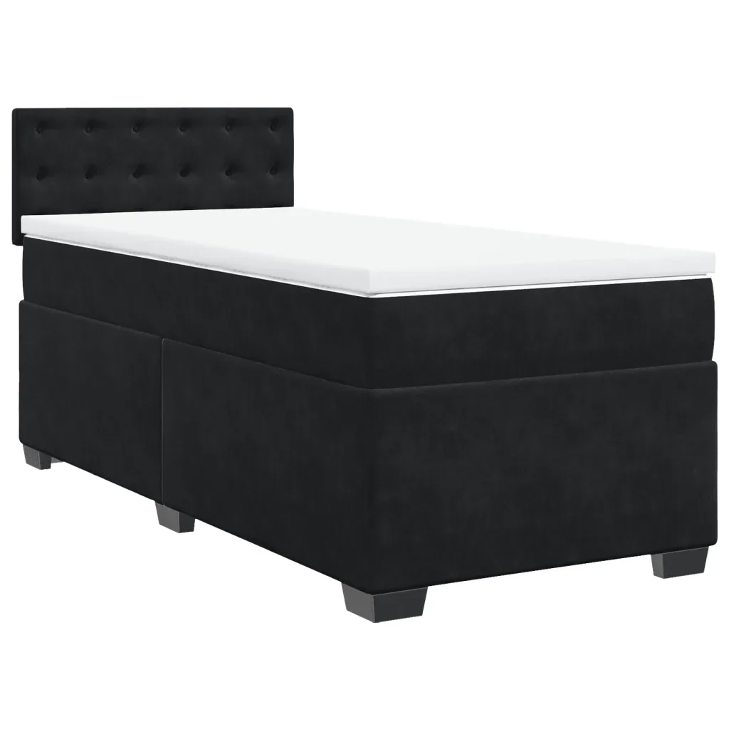 Letto singolo | Letto per adulti | Giroletto a Molle con Materasso Nero 80x200 cm in Velluto