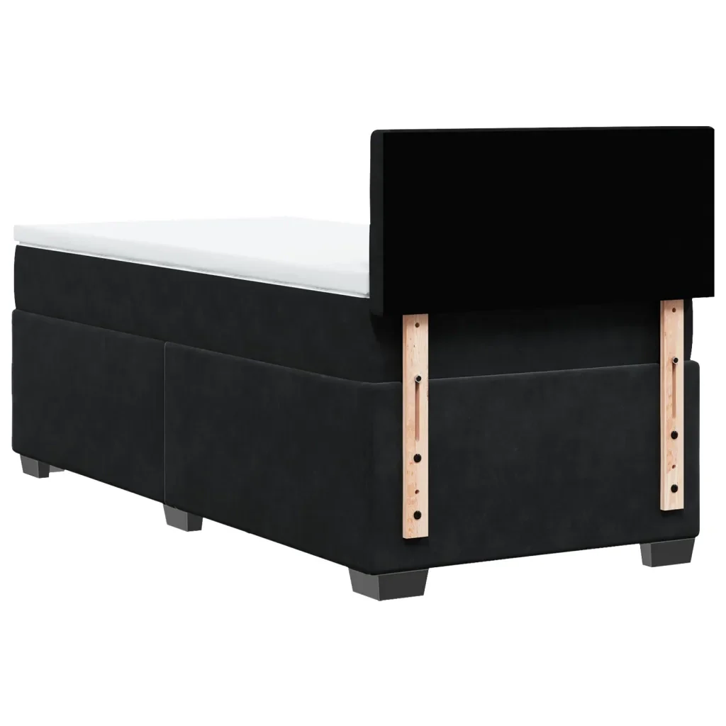 Letto singolo | Letto per adulti | Giroletto a Molle con Materasso Nero 80x200 cm in Velluto - Image 10