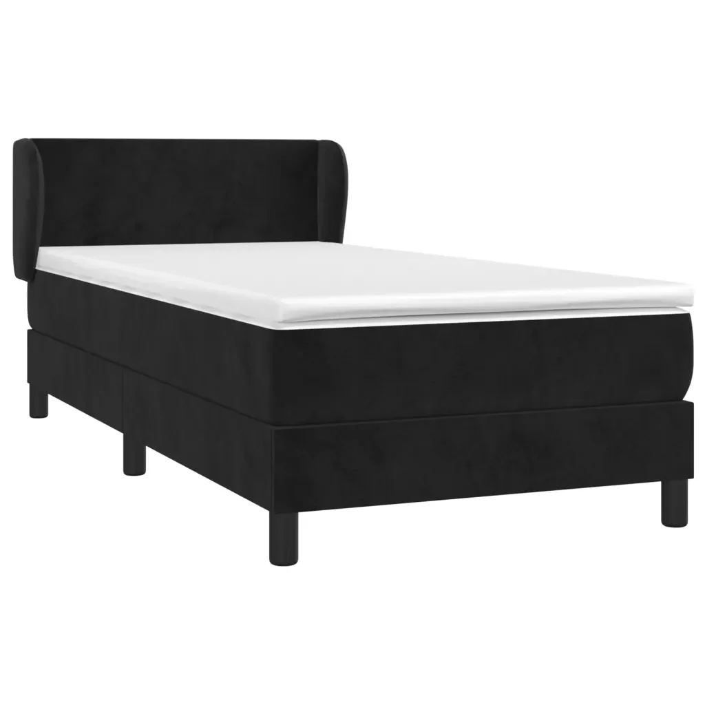 Letto singolo | Letto per adulti | Giroletto a Molle con Materasso Nero 80x200 cm in Velluto - Image 3