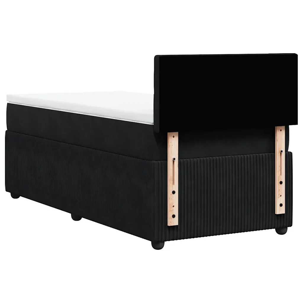 Letto singolo | Letto per adulti | Giroletto a Molle con Materasso Nero 80x200 cm in Velluto - Image 10