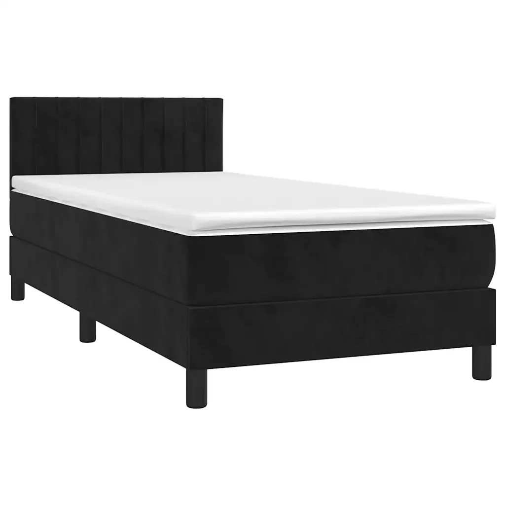 Letto singolo | Letto per adulti | Giroletto a Molle con Materasso Nero 80x200 cm in Velluto - Image 3