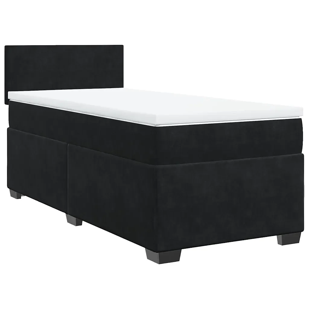 Letto singolo | Letto per adulti | Giroletto a Molle con Materasso Nero 80x200 cm in Velluto - Image 4
