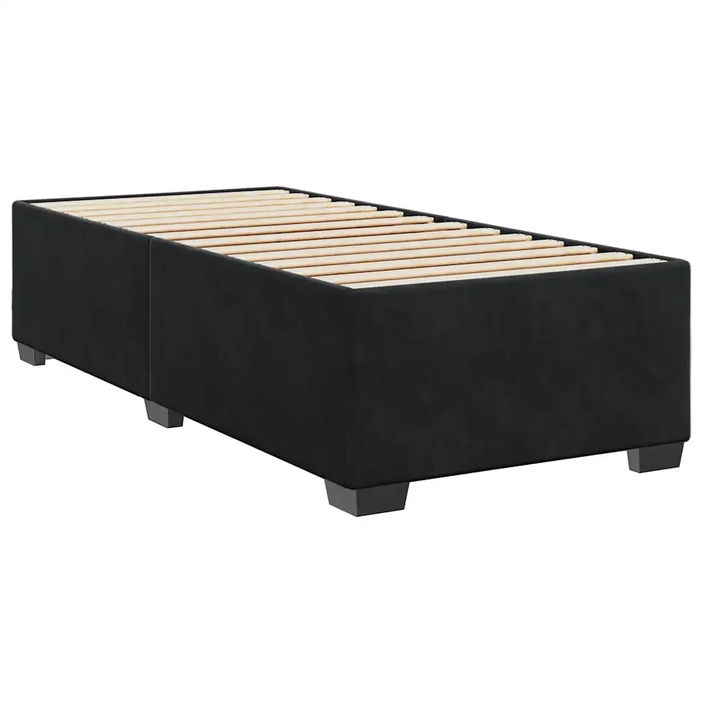 Letto singolo | Letto per adulti | Giroletto a Molle con Materasso Nero 80x200 cm in Velluto - Image 10