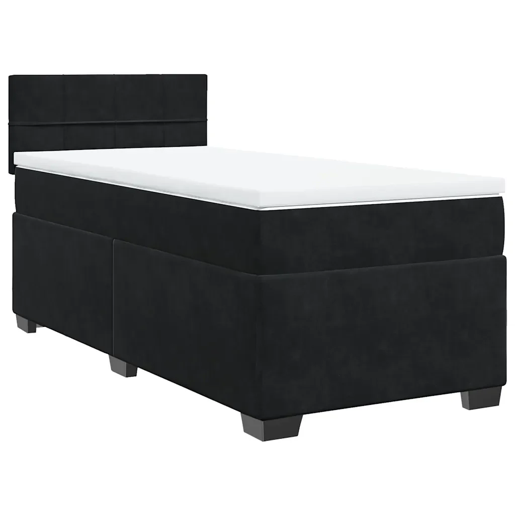 Letto singolo | Letto per adulti | Giroletto a Molle con Materasso Nero 80x200 cm in Velluto - Image 3