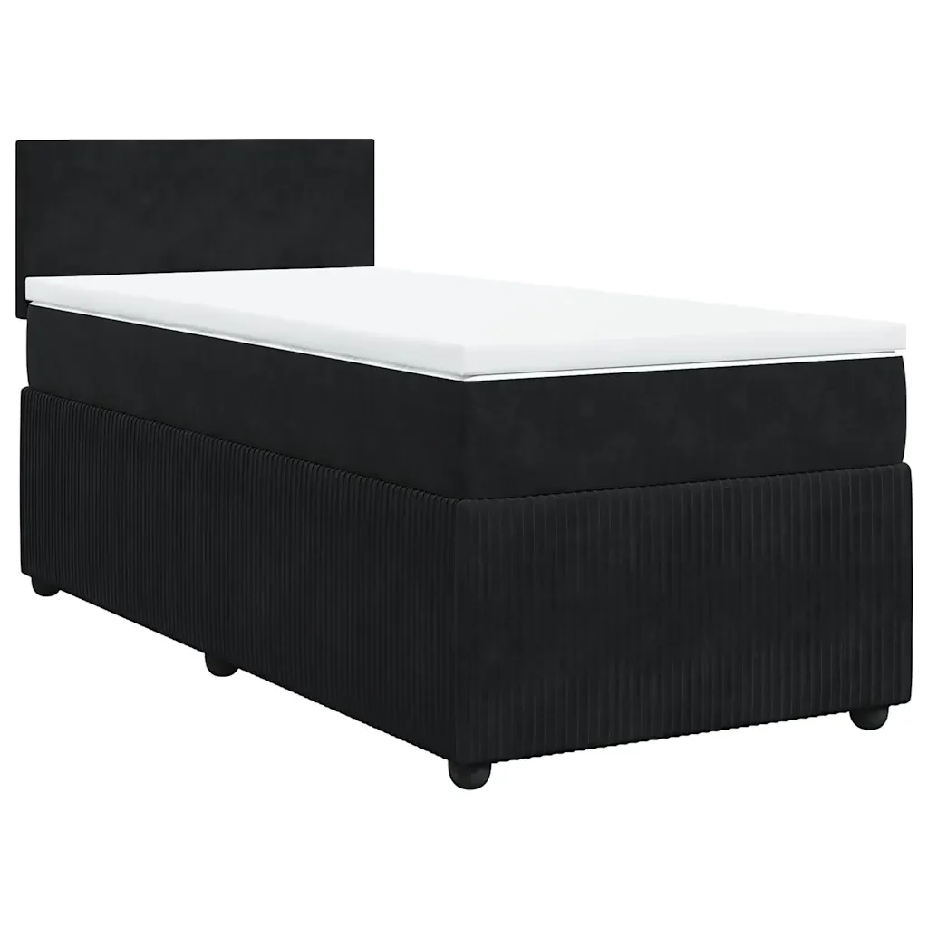 Letto singolo | Letto per adulti | Giroletto a Molle con Materasso Nero 80x200 cm in Velluto - Image 4