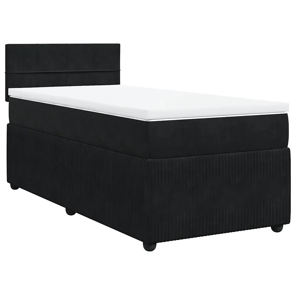 Letto singolo | Letto per adulti | Giroletto a Molle con Materasso Nero 80x200 cm in Velluto - Image 4