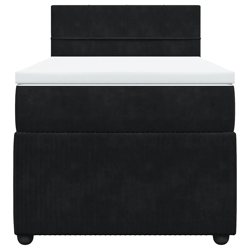 Letto singolo | Letto per adulti | Giroletto a Molle con Materasso Nero 80x200 cm in Velluto - Image 6