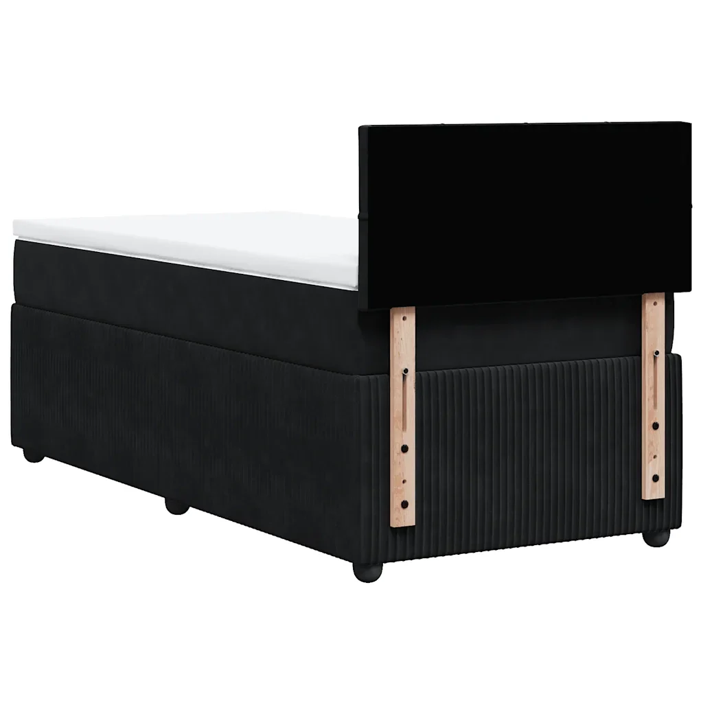 Letto singolo | Letto per adulti | Giroletto a Molle con Materasso Nero 80x200 cm in Velluto - Image 8