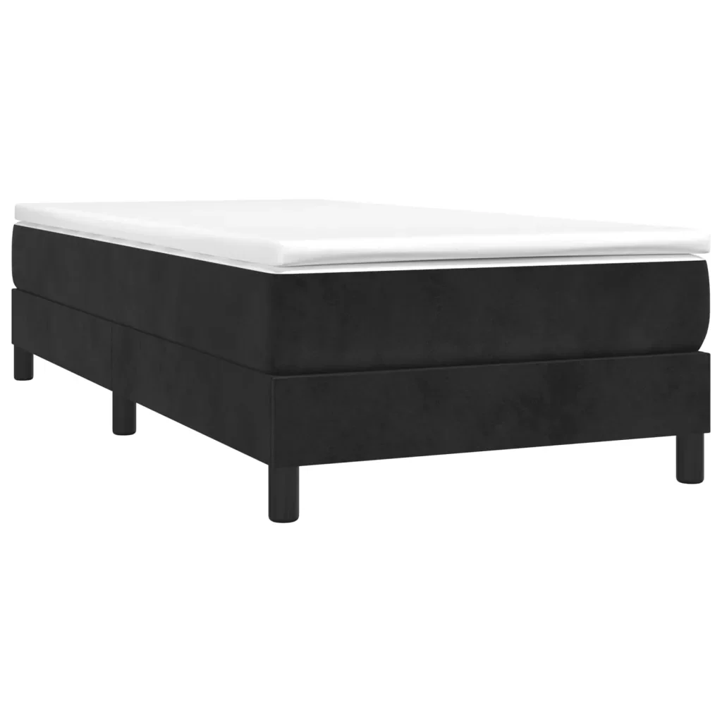 Letto singolo | Letto per adulti | Giroletto a Molle con Materasso Nero 80x200 cm in Velluto - Image 3