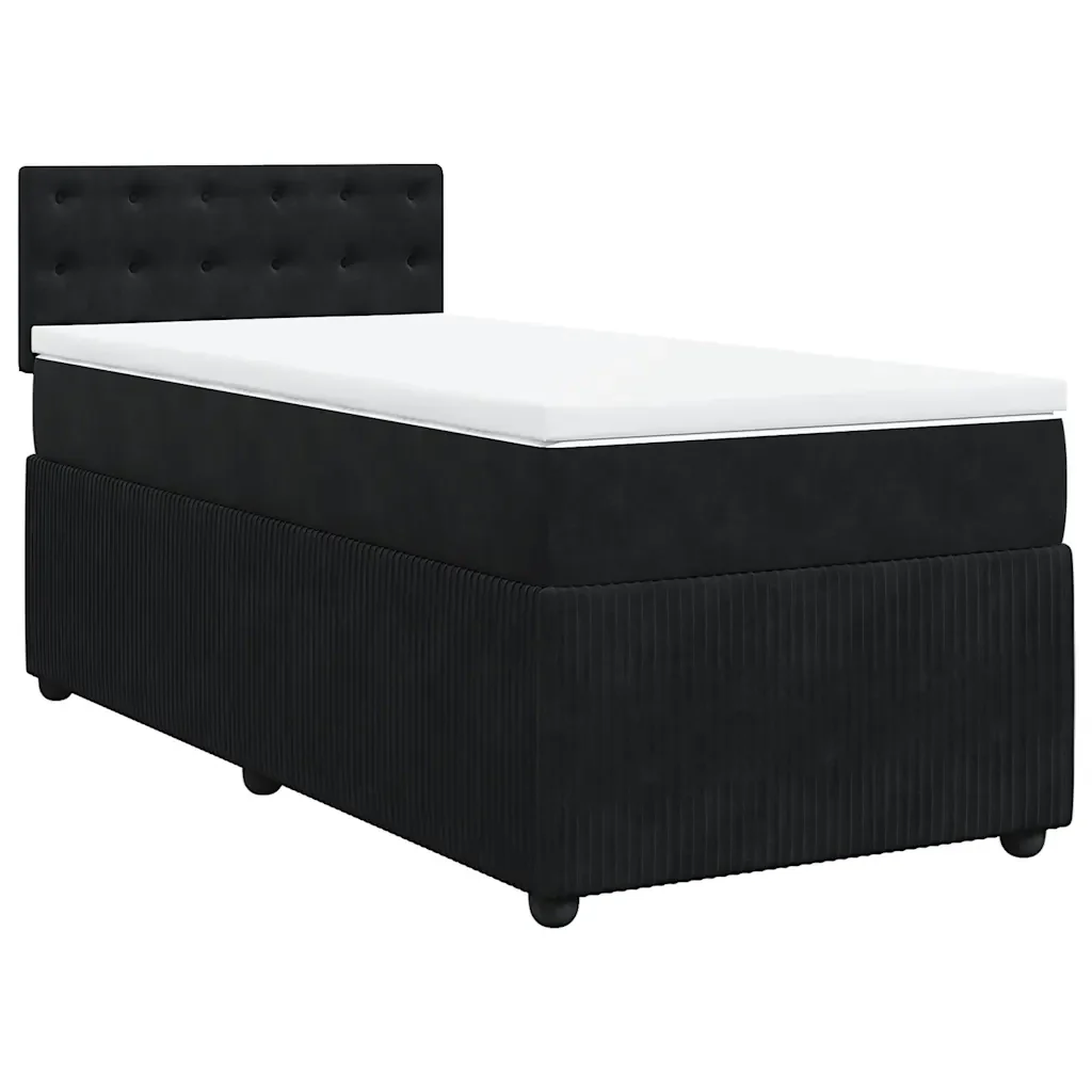 Letto singolo | Letto per adulti | Giroletto a Molle con Materasso Nero 80x200 cm in Velluto - Image 3
