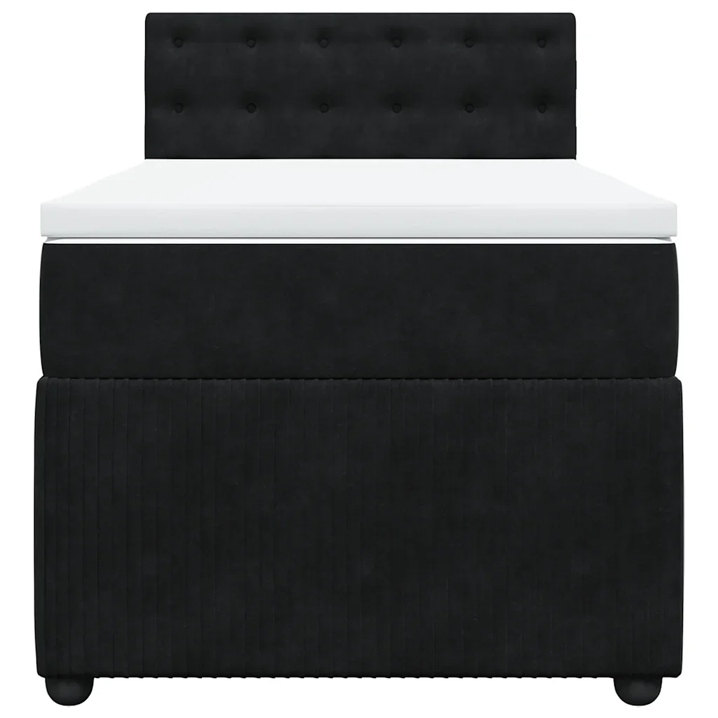 Letto singolo | Letto per adulti | Giroletto a Molle con Materasso Nero 80x200 cm in Velluto - Image 6