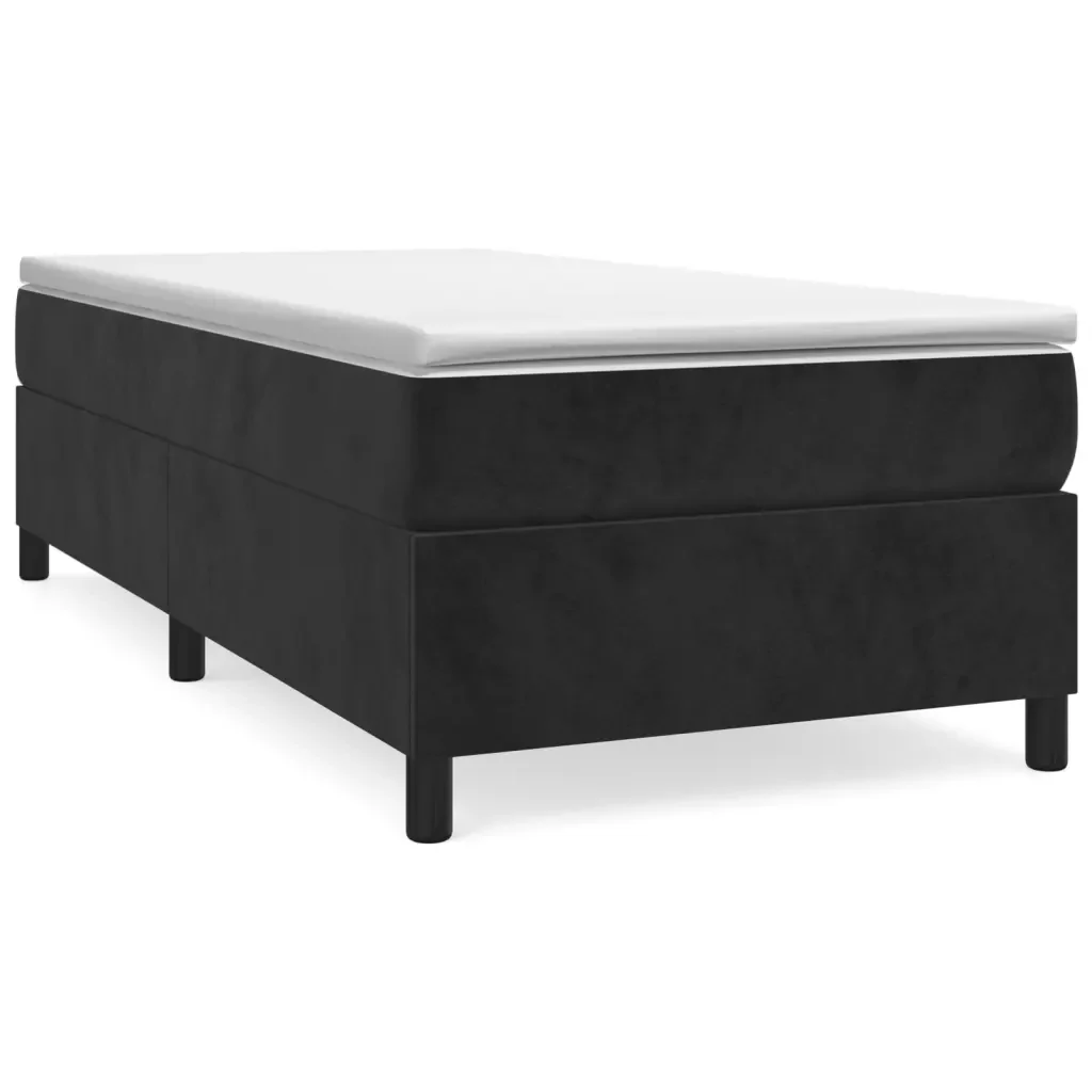 Letto singolo | Letto per adulti | Giroletto a Molle con Materasso Nero 80x200 cm in Velluto